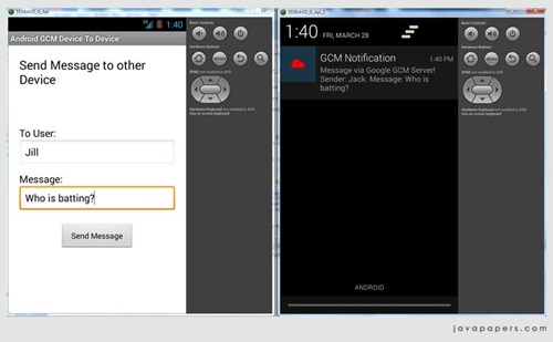 Android-Google-GCM-Device-To-Device-Message-Received
