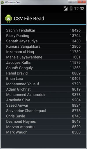 Android Read Csv File Javapapers